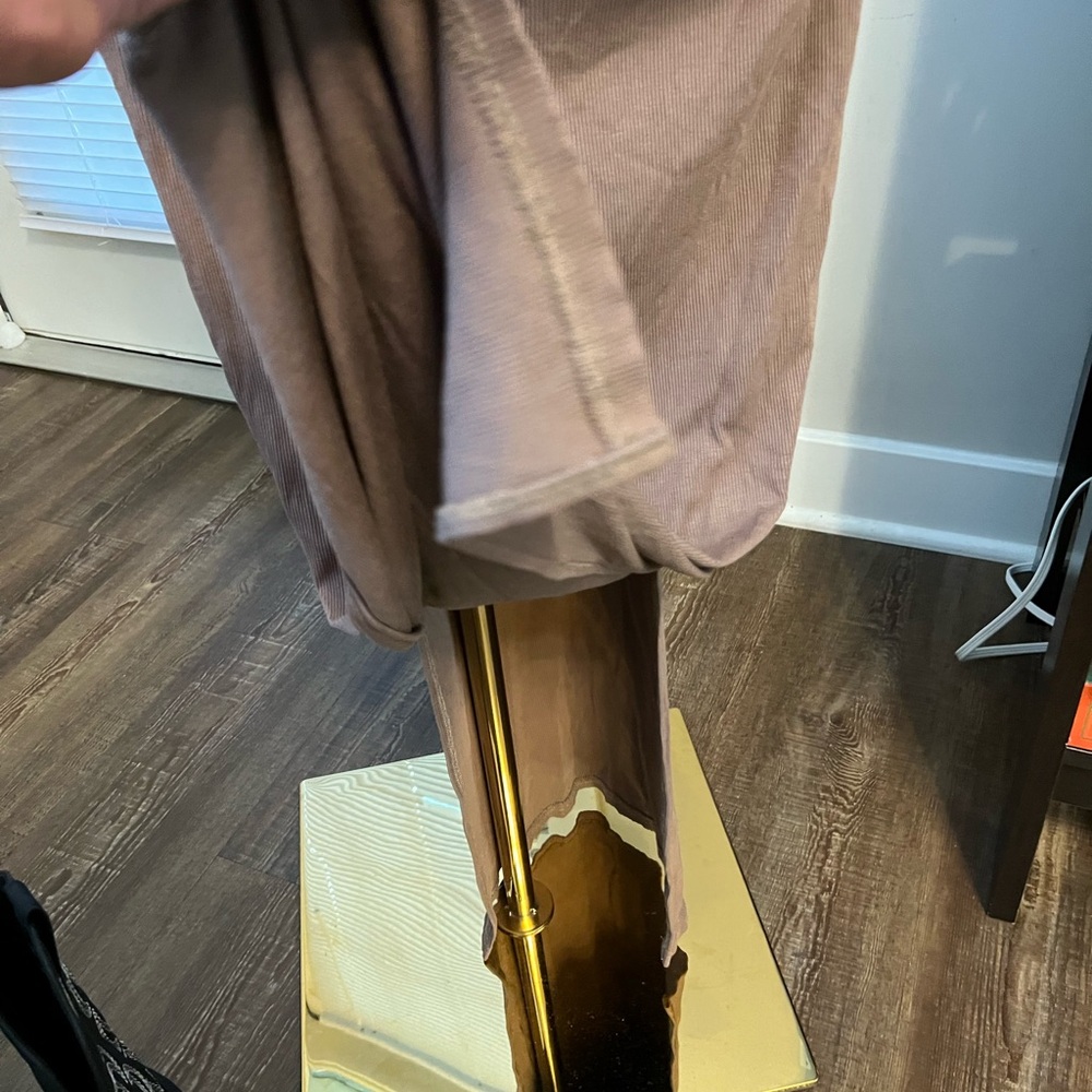 Tan Ruched Maxi Dress With Slits - Picture 6 of 7